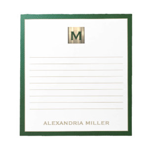 Bloc De Notas Elegante Monograma Personalizado