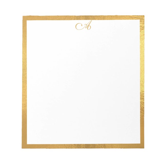 Bloc De Notas Elegante Monograma Sofisticado Gold (Frente)