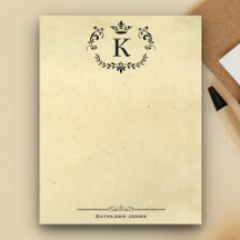 Elegante Monograma y Nombre | Papel Vintage Person