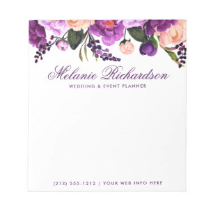 Bloc De Notas Elegante Morado Ultra Violeta Floral