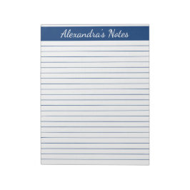 Bloc De Notas Elegante Navy Blue 8.5x11 Tamaño carta personaliza