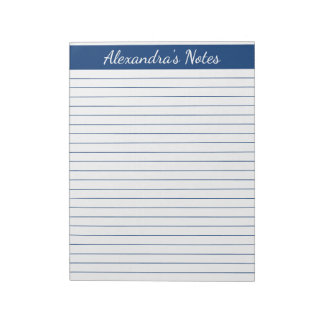 Bloc De Notas Elegante Navy Blue 8.5x11 Tamaño carta personaliza