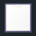 Bloc De Notas Elegante Navy Blue Gold Personalizado<br><div class="desc">Este bloc de notas presenta un elegante y minimalista borde azul marino y delgado borde dorado. Personalízalo con su nombre o nombre de la empresa.</div>