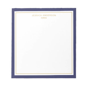Bloc De Notas Elegante Navy Blue Gold Personalizado