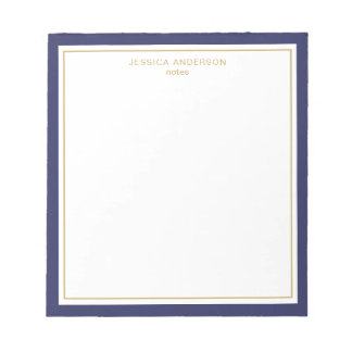 Bloc De Notas Elegante Navy Blue Gold Personalizado