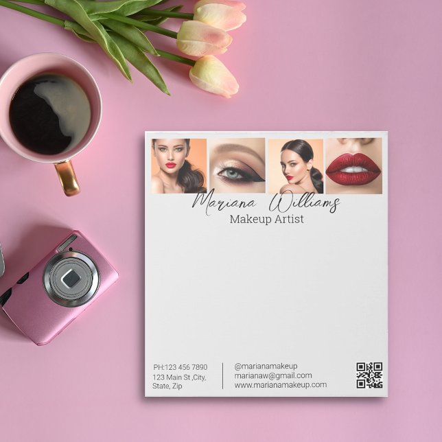 Bloc De Notas elegante negocio de collage de fotos de código qr  (Subido por el creador)