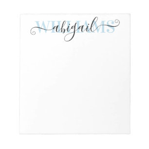 Bloc De Notas Elegante nombre de guión de caligrafía azul negra
