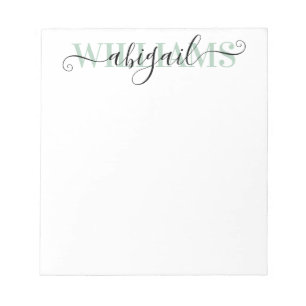 Bloc De Notas Elegante nombre de guión de caligrafía verde negro