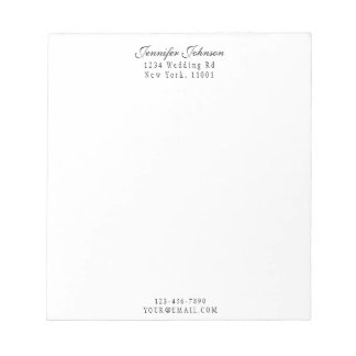 Bloc De Notas Elegante Nombre y dirección Guión moderno negro