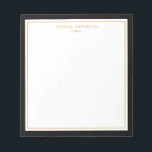 Bloc De Notas Elegante oro negro personalizado<br><div class="desc">Este bloc de notas presenta un elegante y minimalista borde negro grueso y delgado borde dorado. Personalízalo con su nombre o nombre de la empresa.</div>
