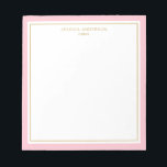 Bloc De Notas Elegante Oro Rosa Personalizado<br><div class="desc">Este bloc de notas presenta un elegante y minimalista borde rosa grueso y delgado borde dorado. Personalízalo con su nombre o nombre de la empresa.</div>