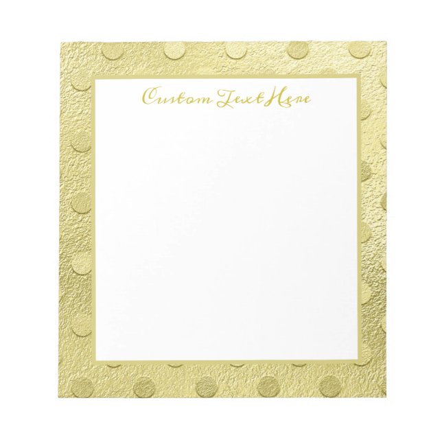Bloc De Notas Elegante Patrón de Punto Dorado Glamour Personaliz (Frente)