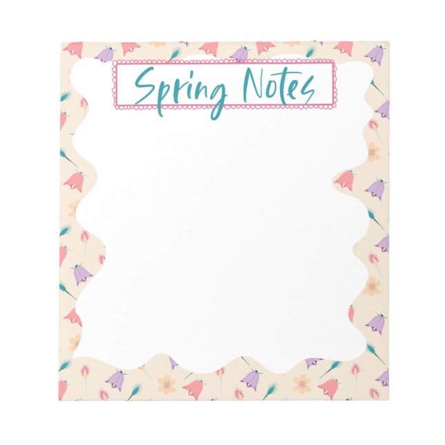 Bloc De Notas Elegante Patrón Floral Notas de primavera Notepad (Frente)