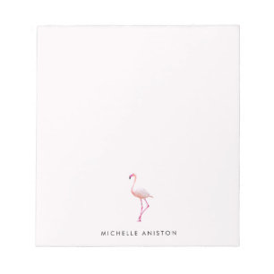 Bloc De Notas Elegante Personalizado de flamenco blanco rosado