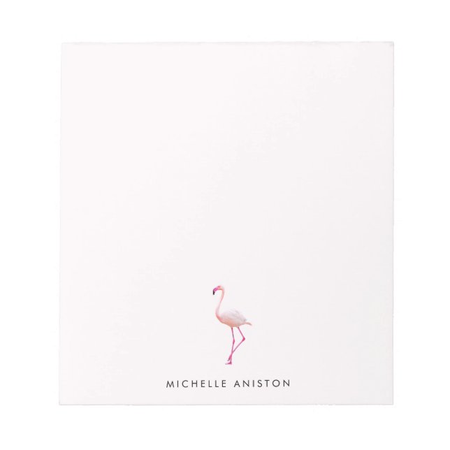 Bloc De Notas Elegante Personalizado de flamenco blanco rosado (Frente)