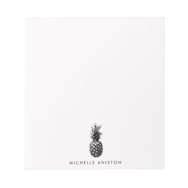 Bloc De Notas Elegante Personalizado de piña blanca rosa (Frente)