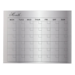 Bloc De Notas Elegante planificador de calendario mensual platea