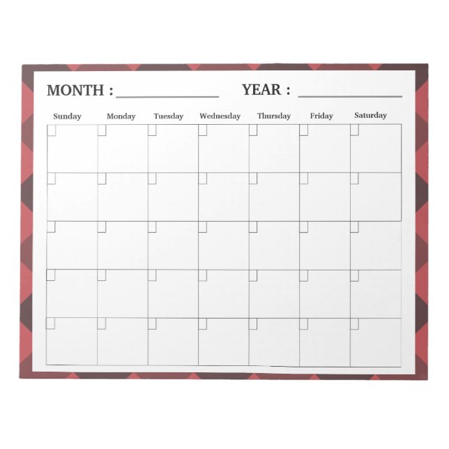 Bloc De Notas Elegante planificador de calendarios en blanco men (Frente)