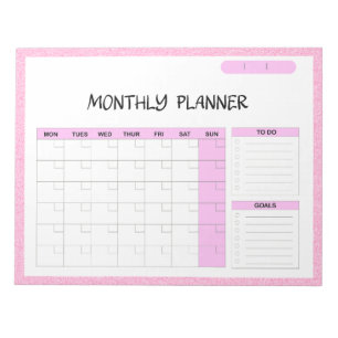 Bloc De Notas Elegante planificador del calendario mensual en bl