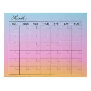 Bloc De Notas Elegante planificador mensual de calendarios
