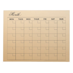 Bloc De Notas Elegante planificador mensual de calendarios