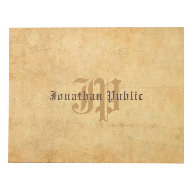 Bloc De Notas Elegante plantilla de monograma caligrafiado de ép (Frente)