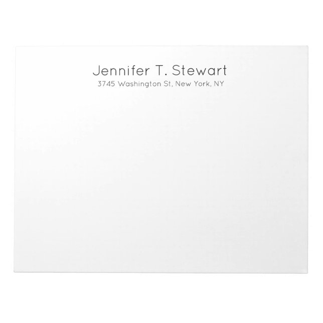 Bloc De Notas Elegante profesional blanco simple (Frente)