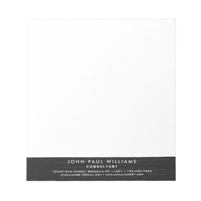 Bloc De Notas Elegante profesional moderno cepillado negro Metal (Frente)