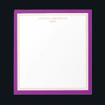 Bloc De Notas Elegante Purple Gold Personalizado<br><div class="desc">Este bloc de notas presenta un elegante y minimalista borde violeta y delgado borde dorado. Personalízalo con su nombre o nombre de la empresa.</div>