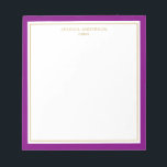 Bloc De Notas Elegante Purple Gold Personalizado<br><div class="desc">Este bloc de notas presenta un elegante y minimalista borde violeta y delgado borde dorado. Personalízalo con su nombre o nombre de la empresa.</div>