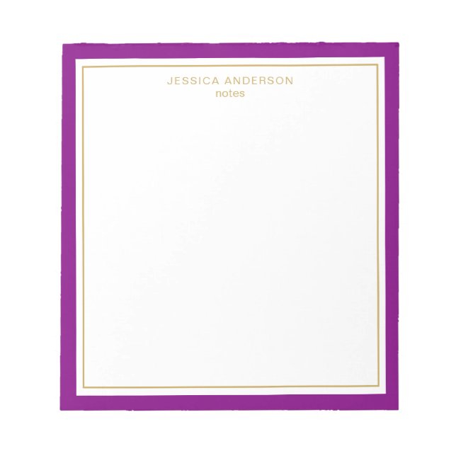 Bloc De Notas Elegante Purple Gold Personalizado (Frente)