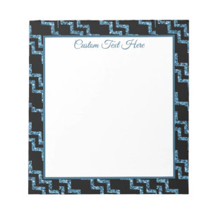 Bloc De Notas Elegante Purpurina azul negro Chevron Moda Glam