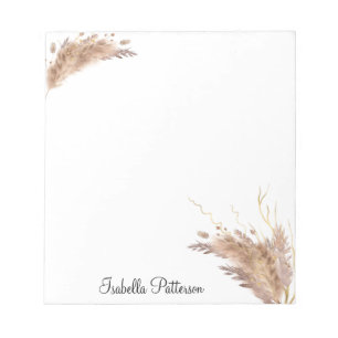 Bloc De Notas Elegante Purpurina de follaje moderno Boho Pampas