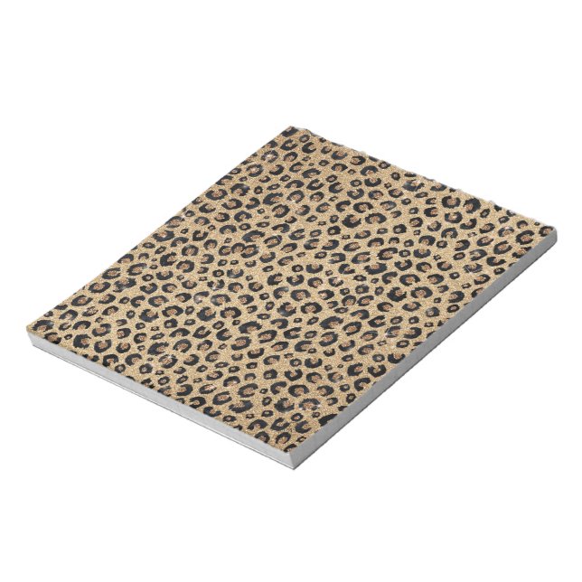Bloc De Notas Elegante Purpurina dorado Leopardo negro (Lado Izquierdo)