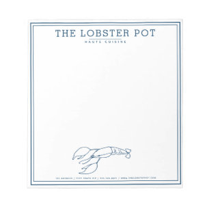 Bloc De Notas Elegante Restaurante De Lobster Azul Índigo / Mari