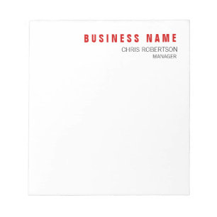 Bloc De Notas Elegante Rojo Blanco Minimalista Moderno Único
