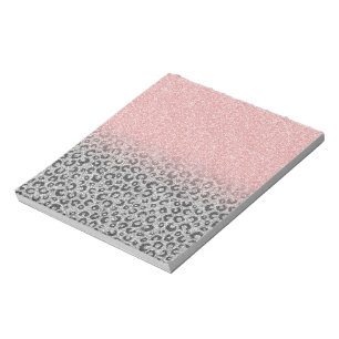 Bloc De Notas Elegante Rosa dorado Purpurina Leopardo Imprimir