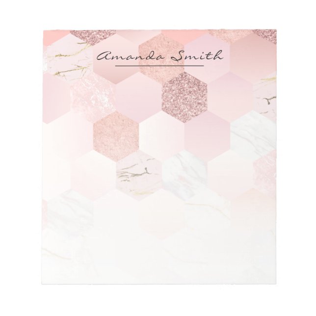 Bloc De Notas Elegante Rosa Gold Custom Name (Frente)