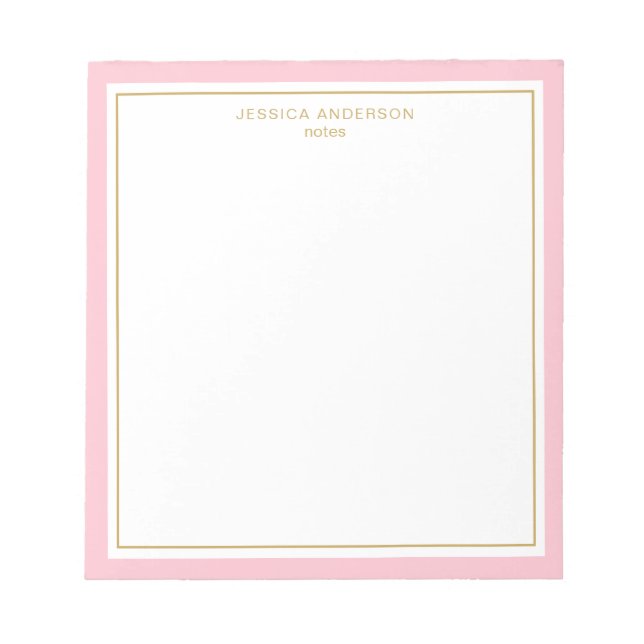 Bloc De Notas Elegante Rosa Oro Personalizado (Frente)