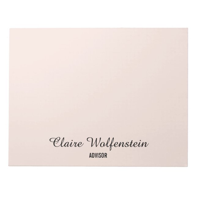 Bloc De Notas Elegante Rosa Pálido Personalizado Script (Frente)