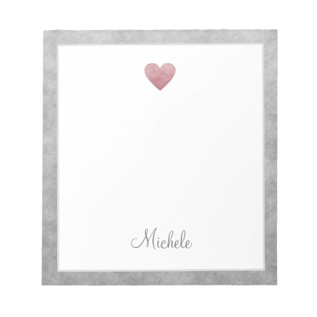 Bloc De Notas Elegante Rosa Relieve metalizado dorado Corazón gu (Frente)