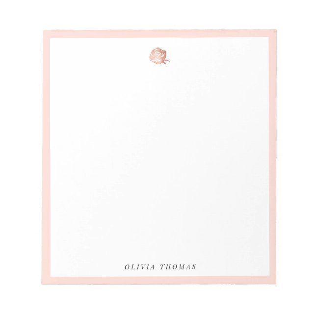 Bloc De Notas Elegante rosa rosa dorado personalizado Stationery (Frente)
