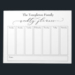 Bloc De Notas Elegante Script Simple Weekly Planner, Blanco<br><div class="desc">Este versátil planificador semanal se ha configurado con elementos muy básicos que pueden ser editados... excepto para el encabezado. La frase "semanal planner" fue representada en un precioso tipo de letra de guión de lujo y ha sido colocada, como un gráfico, en la parte superior de la página. Utilice los...</div>