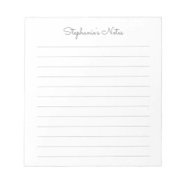 Bloc De Notas Elegante simple gris claro personalizado