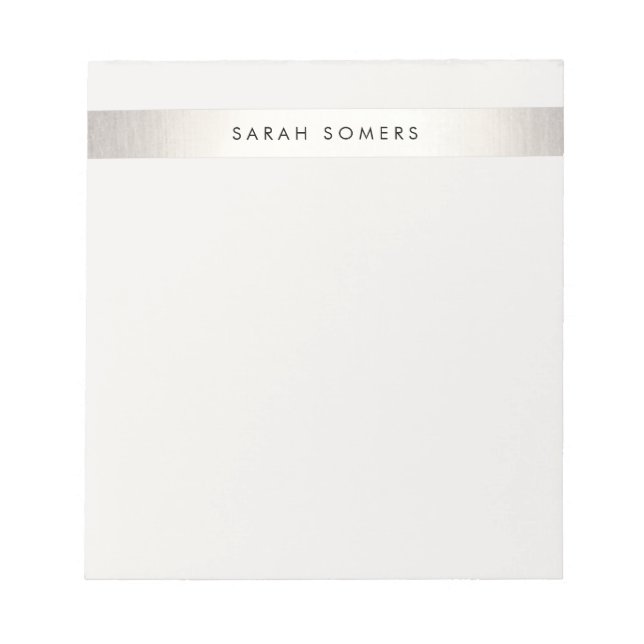 Bloc De Notas Elegante Simple Moderno FAUX Plata Stried (Frente)