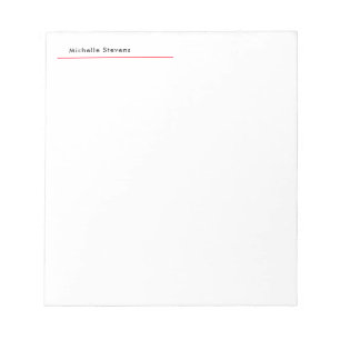 Bloc De Notas Elegante Simple Plano Negro & Blanco Rojo Minimali