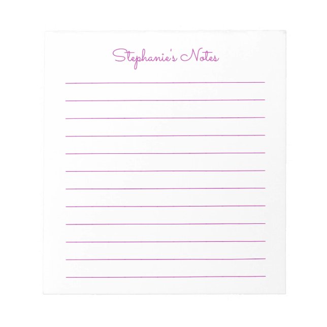 Bloc De Notas Elegante simple rosa oscuro personalizado (Frente)