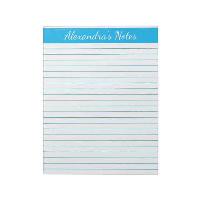 Bloc De Notas Elegante Sky Blue 8.5x11 Tamaño de letra personali (Lado Izquierdo)