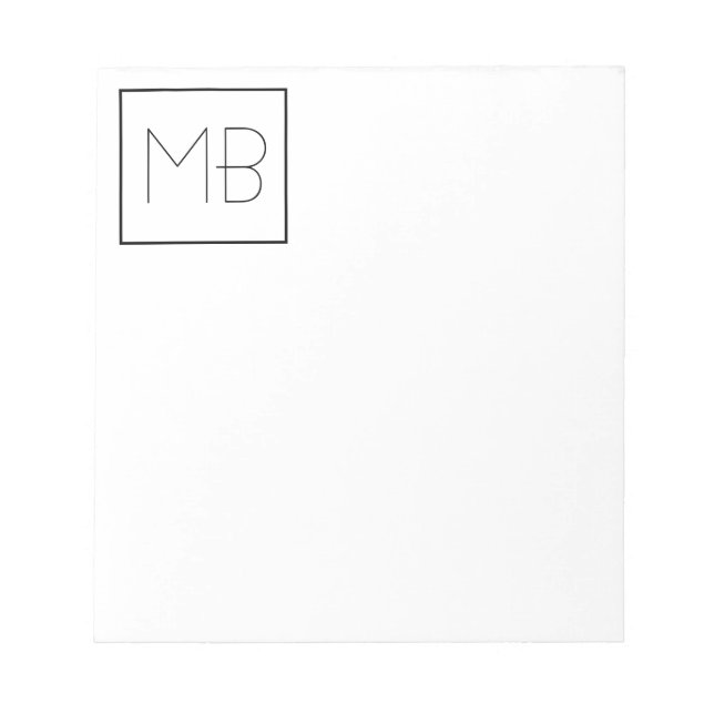 Bloc De Notas Elegante Único Monogramado Blanco (Frente)