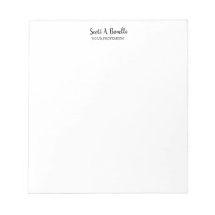 Bloc De Notas Elegante Único Plano Simple Blanco Especial